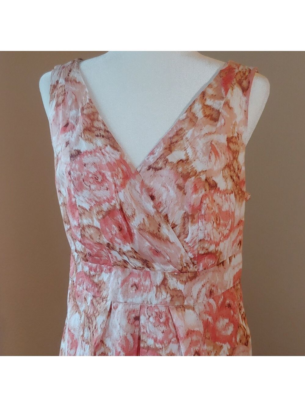 Lands' End New Cotton Floral Dress with Wrap V-Neck in Peach Multi size 14 NWT - Picture 2 of 16